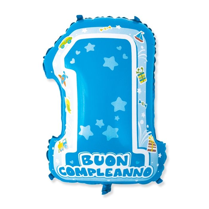 PALLONCINO MYLAR PRIMO COMPLEANNO ONE LIGHT BLUE