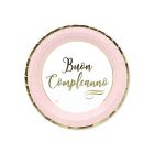 PIATTO P. BUON COMPLEANNO CHIC ROSA PZ.8