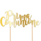 CAKE TOPPER PRIMA COMUNIONE GOLD METAL ITALIC