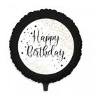 Carta & Company Tutto per il Party |  PALLONCINO MYLAR  HAPPY BIRTHDAY NERO ORO E BIANCO