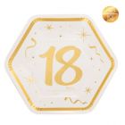 Carta & Company Tutto per il Party | PIATTI ESAGONALI 18 ANNI  METAL GOLD PZ. 8
