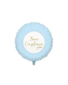 PALLONCINO MYLAR BUON COMPLEANNO CELESTE E ORO 