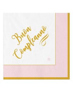 TOVAGLIOLO BUON COMPLEANNO CHIC CELESTE 33X33
