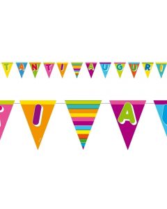BANDIERINE TANTI AUGURI POIS E STRISCE