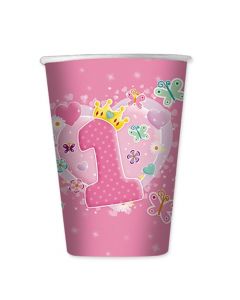 BICCHIERE 1° COMPLEANNO ROSA PZ. 10 