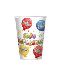 BICCHIERE BUON COMPLEANNO BALLON PZ. 8