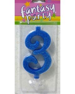 CANDELINA NUMERO 3 GLITTER PZ.1