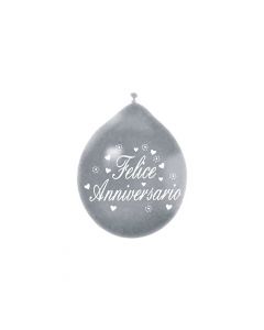 PALLONCINI 12" FELICE ANNIVERSARIO ARGENTO PZ. 20