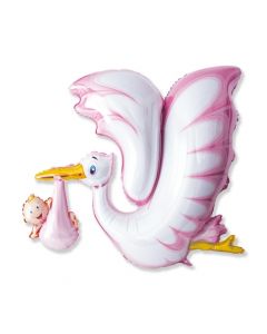 PALLONCINO MYLAR CICOGNA ROSA