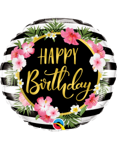 PALLONCINO MYLAR HAPPY BIRTHDAY HIBISCUS