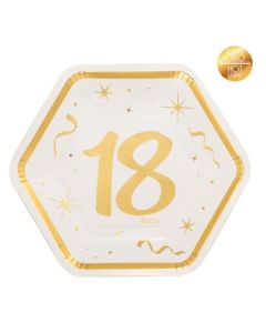 Carta & Company Tutto per il Party | PIATTI ESAGONALI 18 ANNI  METAL GOLD PZ. 8