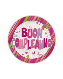 PIATTINO BUON COMPLEANNO ROSA PZ. 10