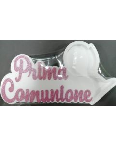 PORTACONFETTI PRIMA COMUNIONE ROSA BRILLANTINATO