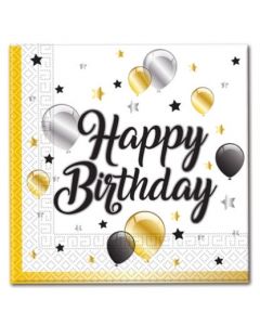 TOVAGLIOLO HAPPY BIRTHDAY NERO E ORO PZ. 20
